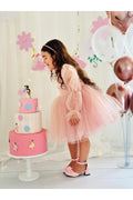 Pudra Pembe Yıldızlı Yılbaşı Kız Bebek Elbisesi