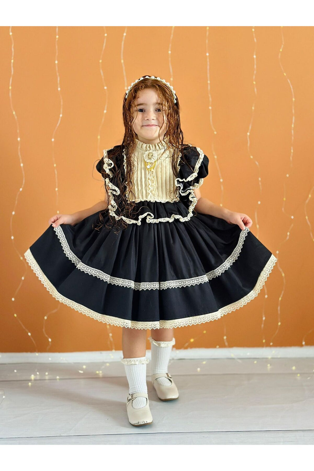 Hly Karol Siyah Vintage Kız Bebek Elbisesi 3