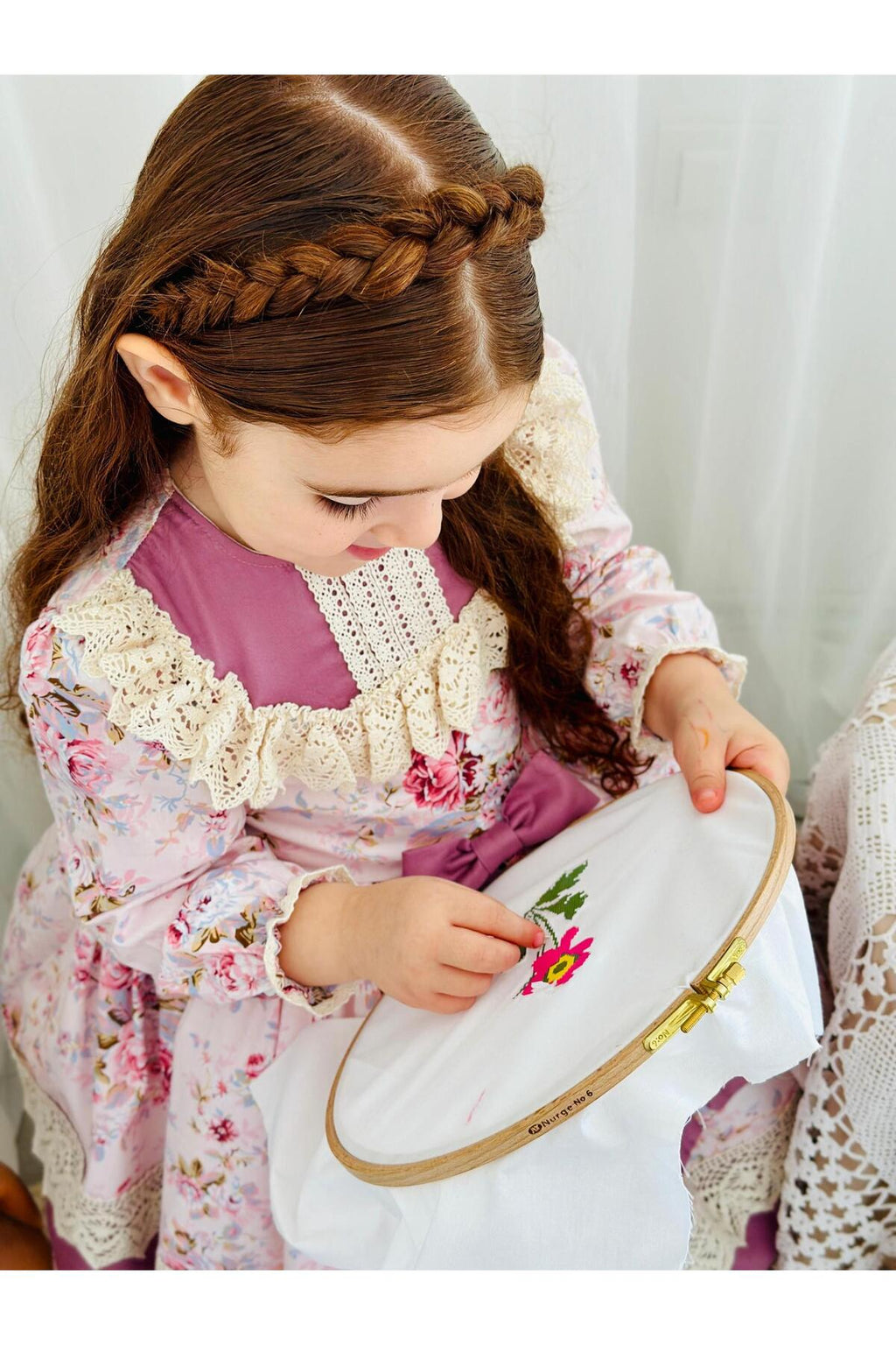 Pembe Royal Vintage Kız Bebek Elbise 6