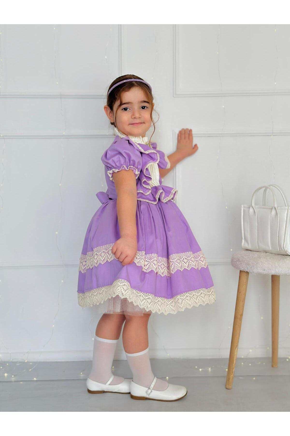 Hly Karol Hercai Lila Vintage Kız Bebek Elbise 3