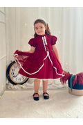 Hly Karol Bordo Vintage Kız Bebek Elbisesi