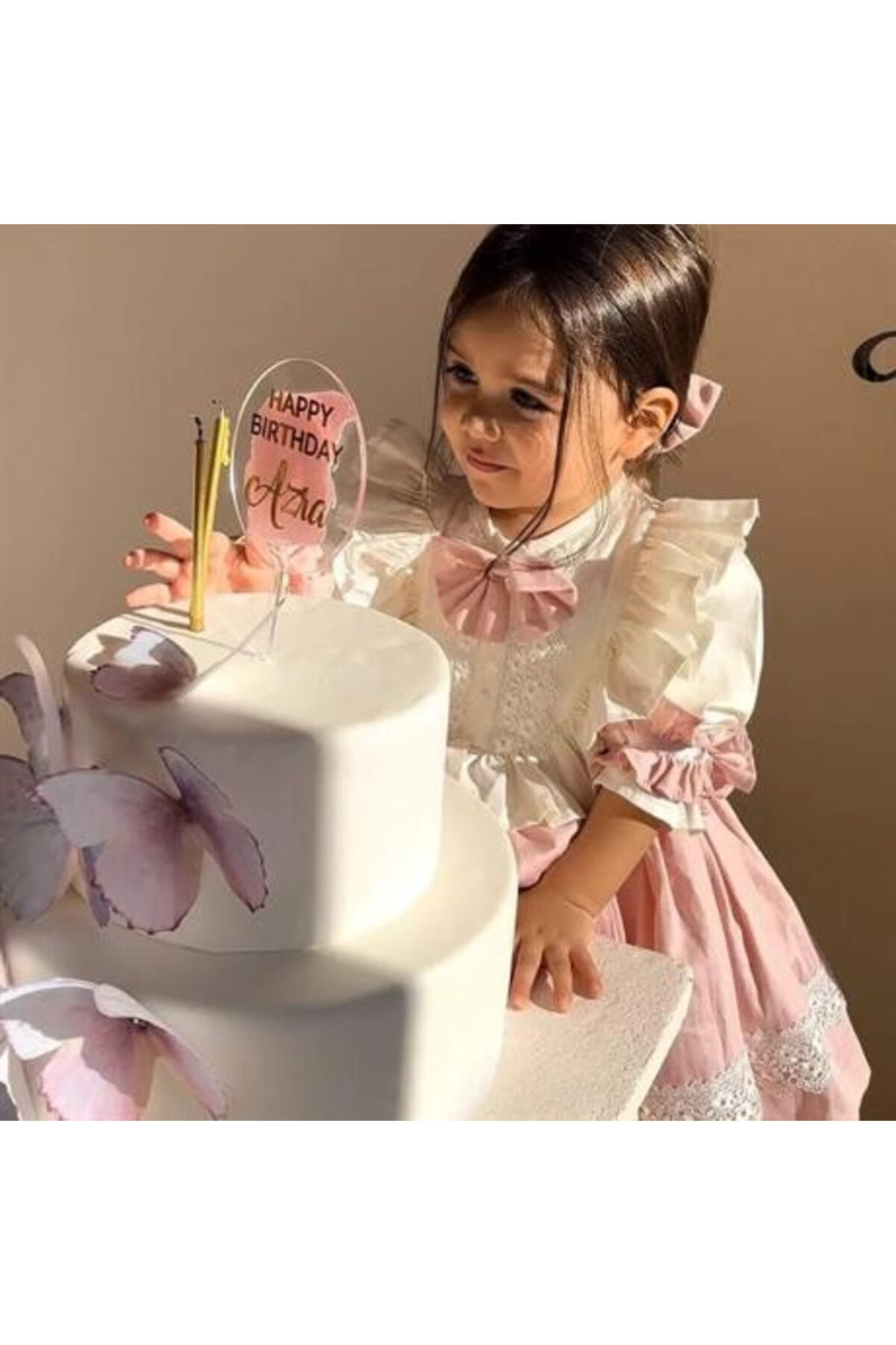 Pembe Vintage Vintage Kız Bebek Elbisesi 3