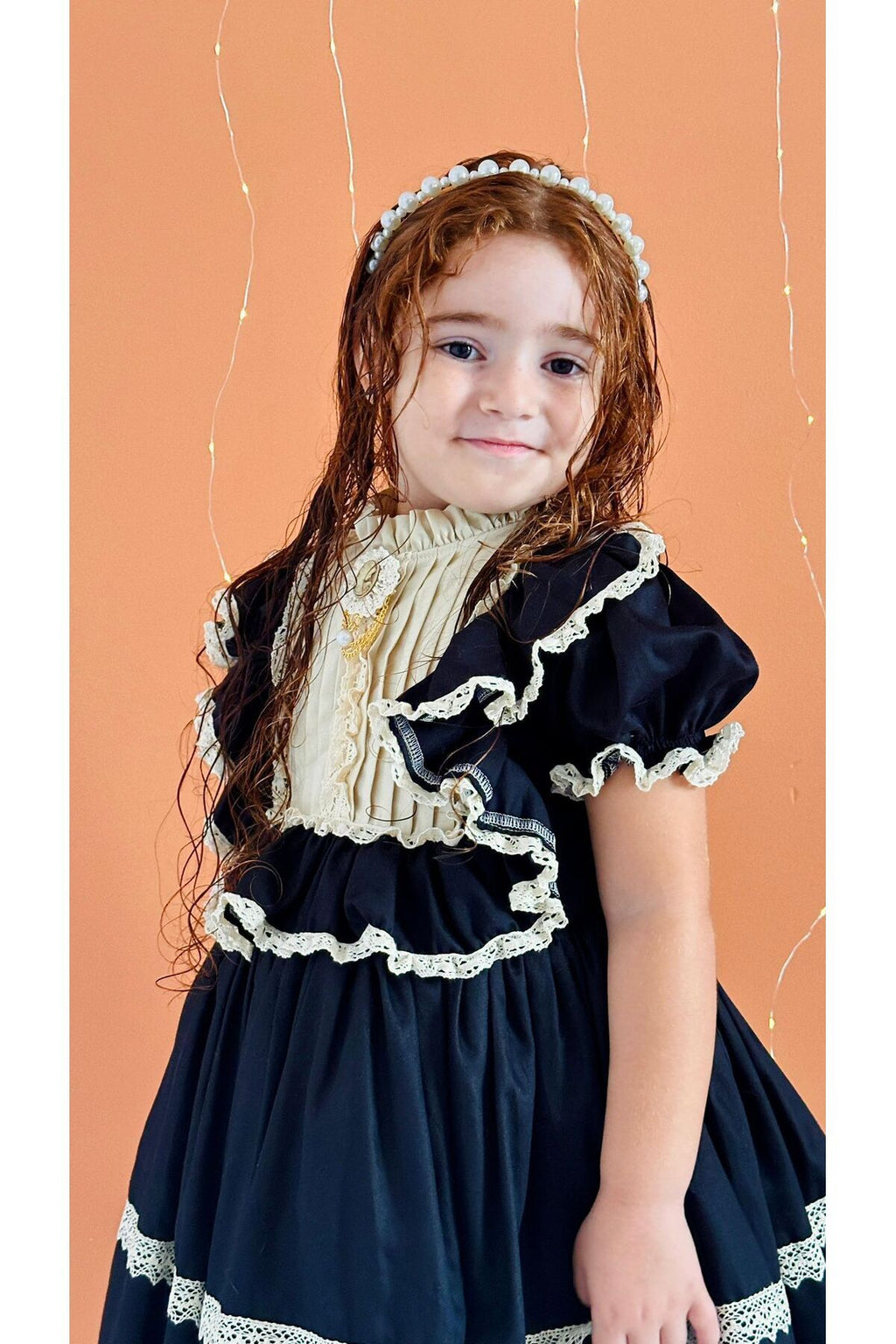 Hly Karol Siyah Vintage Kız Bebek Elbisesi 4