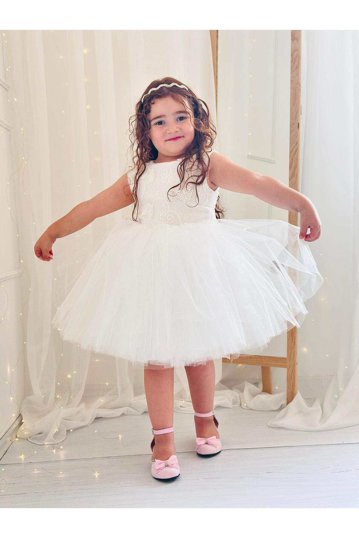 Hly Karol İnci Kelebek Vintage Yılbaşı Kız Bebek Elbisesi