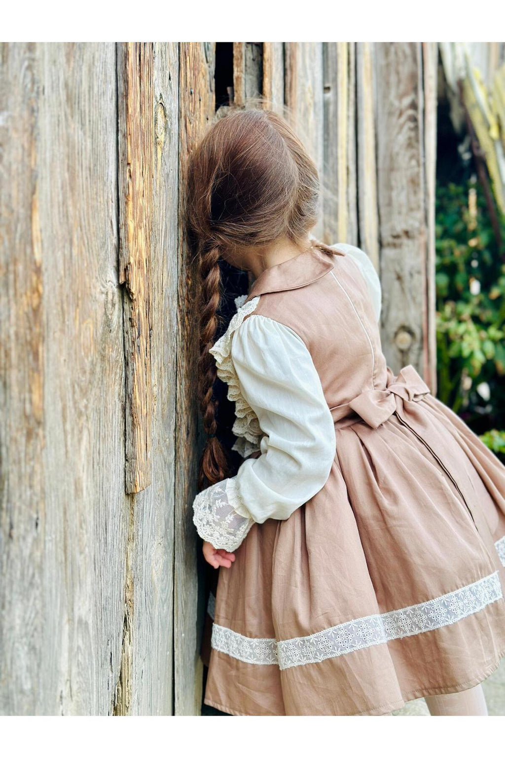 Şapkalı Retro Krem Vintage Kız Bebek Elbise 5