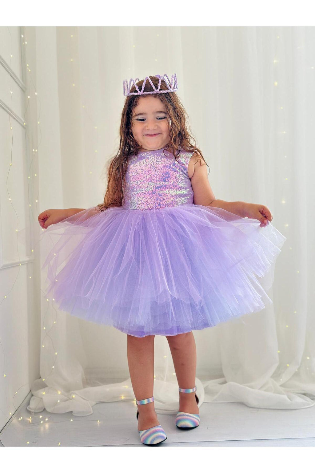 Lila Pullu Yılbaşı Kız Bebek Elbisesi 2