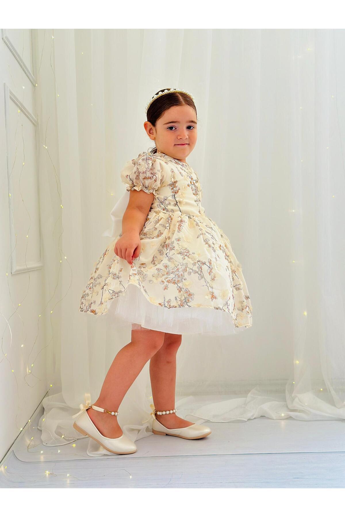 Hly Karol Krem Vintage Yılbaşı Kız Bebek Elbisesi 5