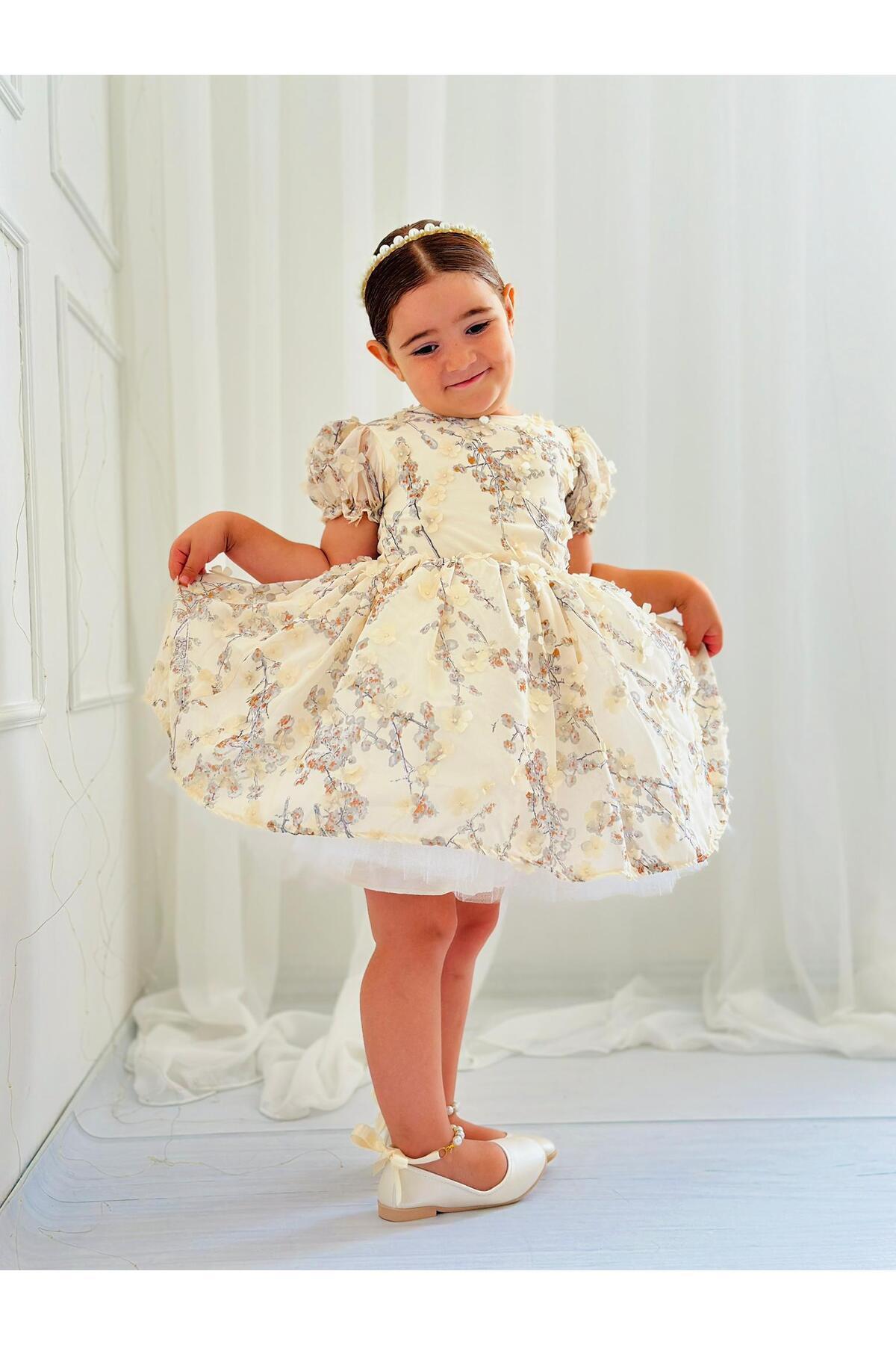 Hly Karol Krem Vintage Yılbaşı Kız Bebek Elbisesi