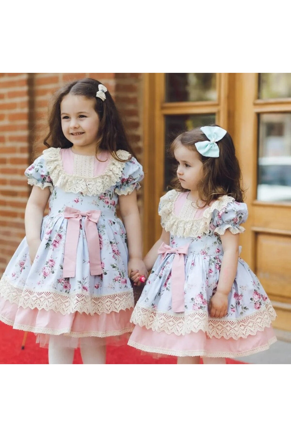 Hly Karol Mavi Vintage Kız Bebek Elbisesi 5