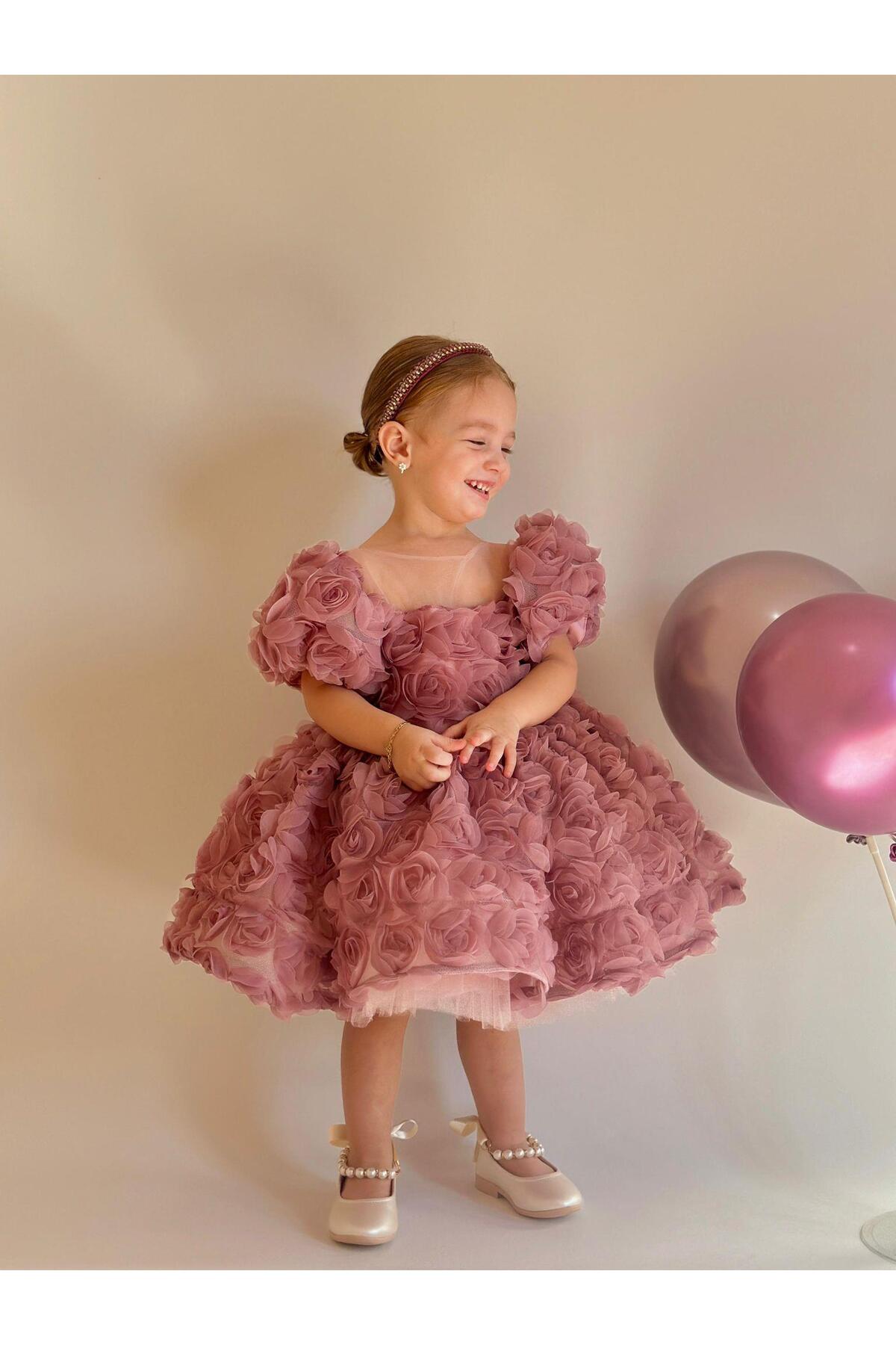 Lina Güllü Diana Vintage Kız Bebek Elbise 6