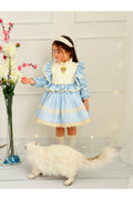 Mavi Vintage Kız Bebek Elbisesi