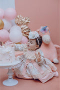 Mint Yeşili Somon Vintage Kız Bebek Elbisesi