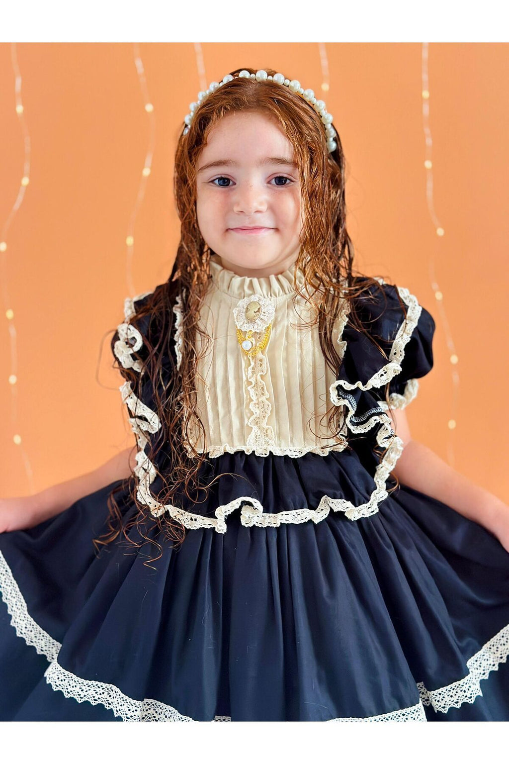 Hly Karol Siyah Vintage Kız Bebek Elbisesi 5