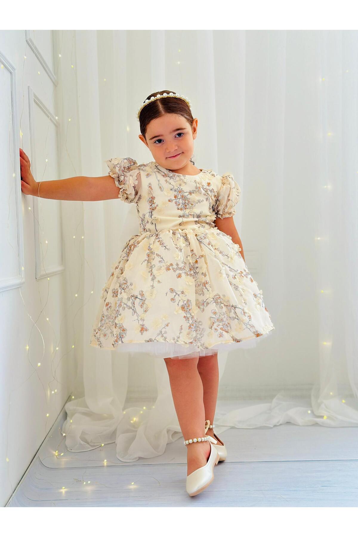 Hly Karol Krem Vintage Yılbaşı Kız Bebek Elbisesi 6