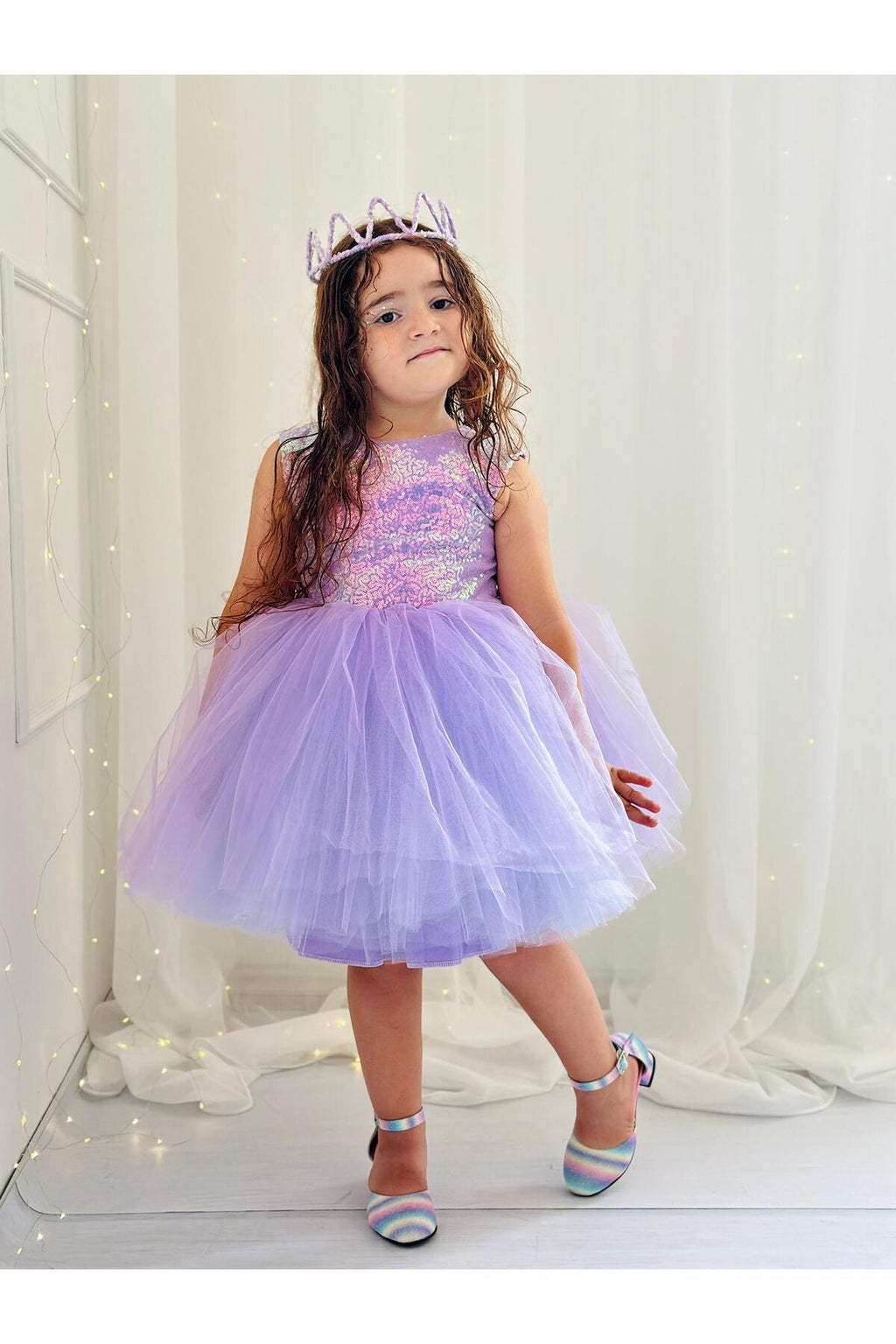 Lila Pullu Yılbaşı Kız Bebek Elbisesi 6