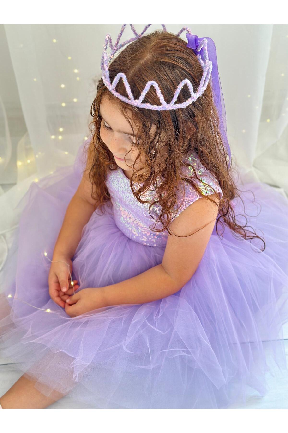 Lila Pullu Yılbaşı Kız Bebek Elbisesi 7