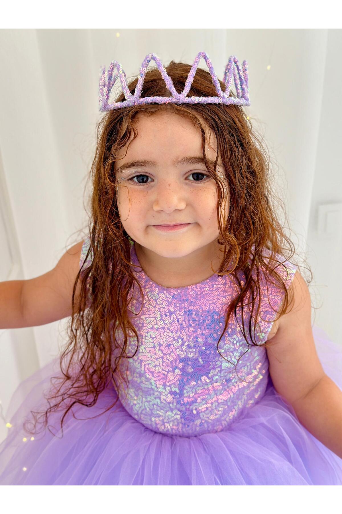 Lila Pullu Yılbaşı Kız Bebek Elbisesi 5