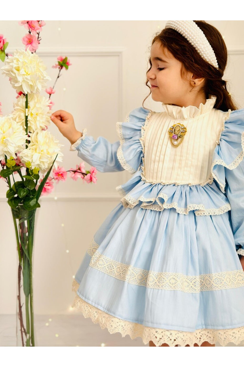 Mavi Vintage Kız Bebek Elbisesi 2